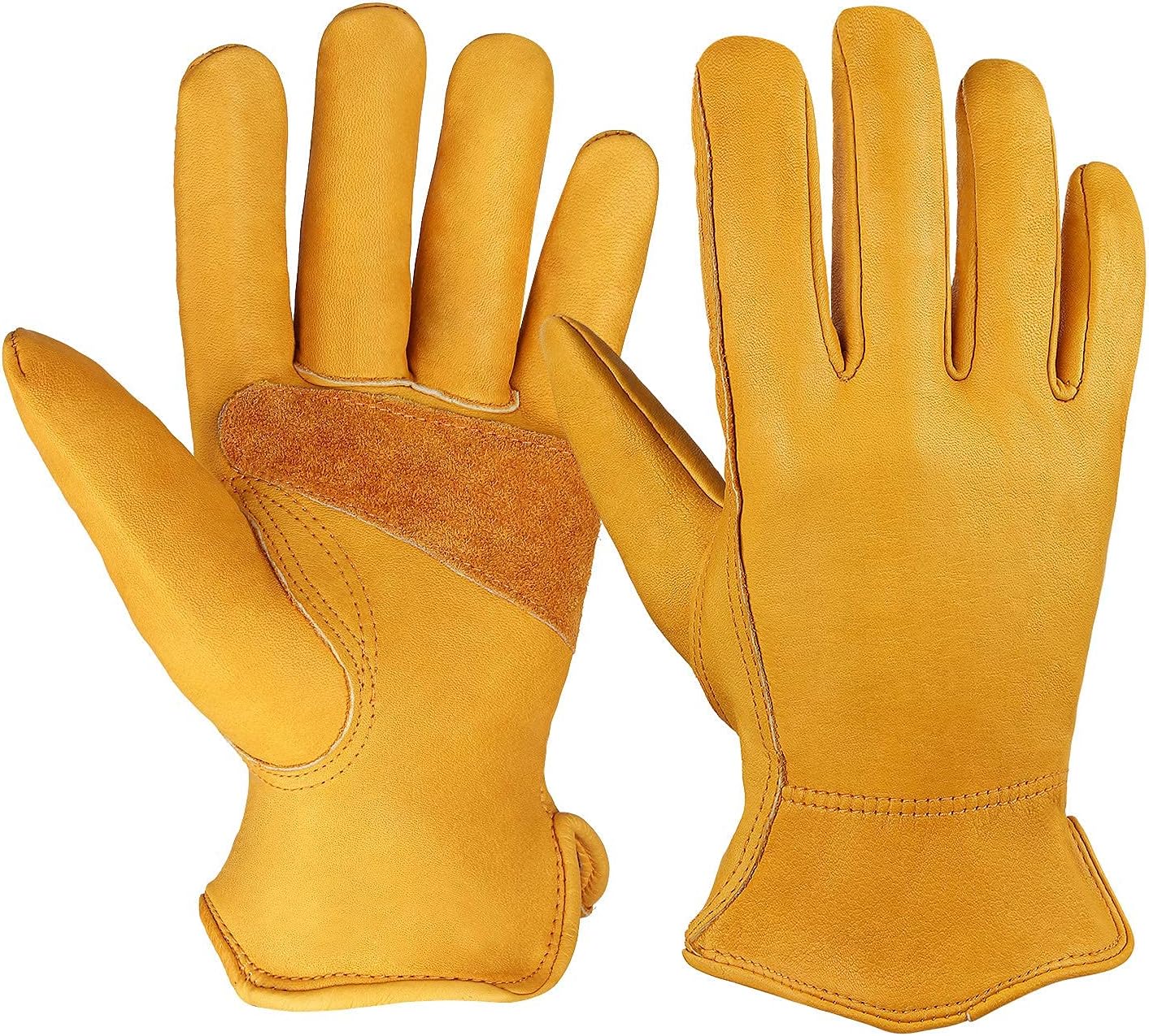 OZERO Flex Grip Leather Work Gloves Stretchable Wrist [...]
