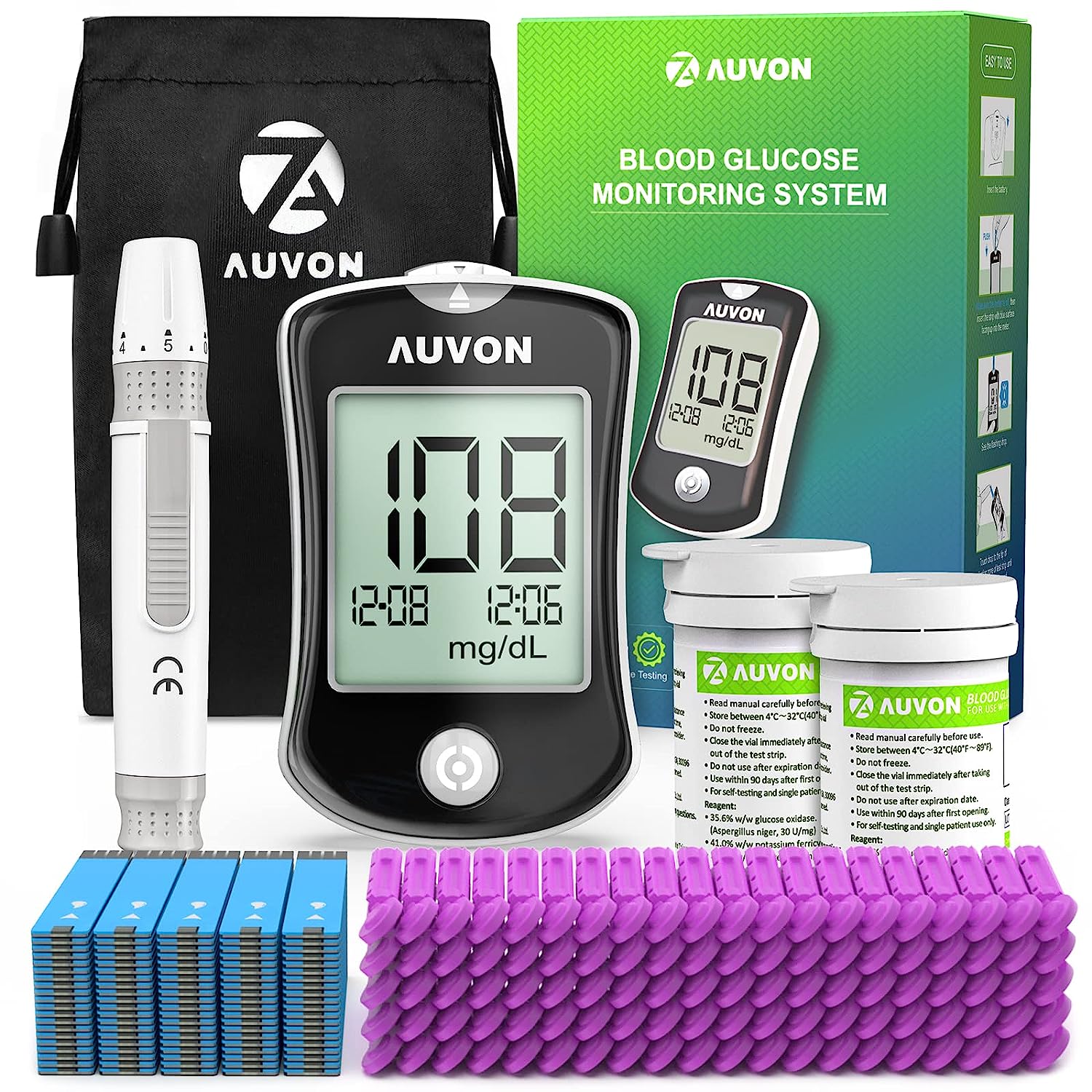 AUVON Blood Glucose Monitor Kit for Accurate Test, [...]