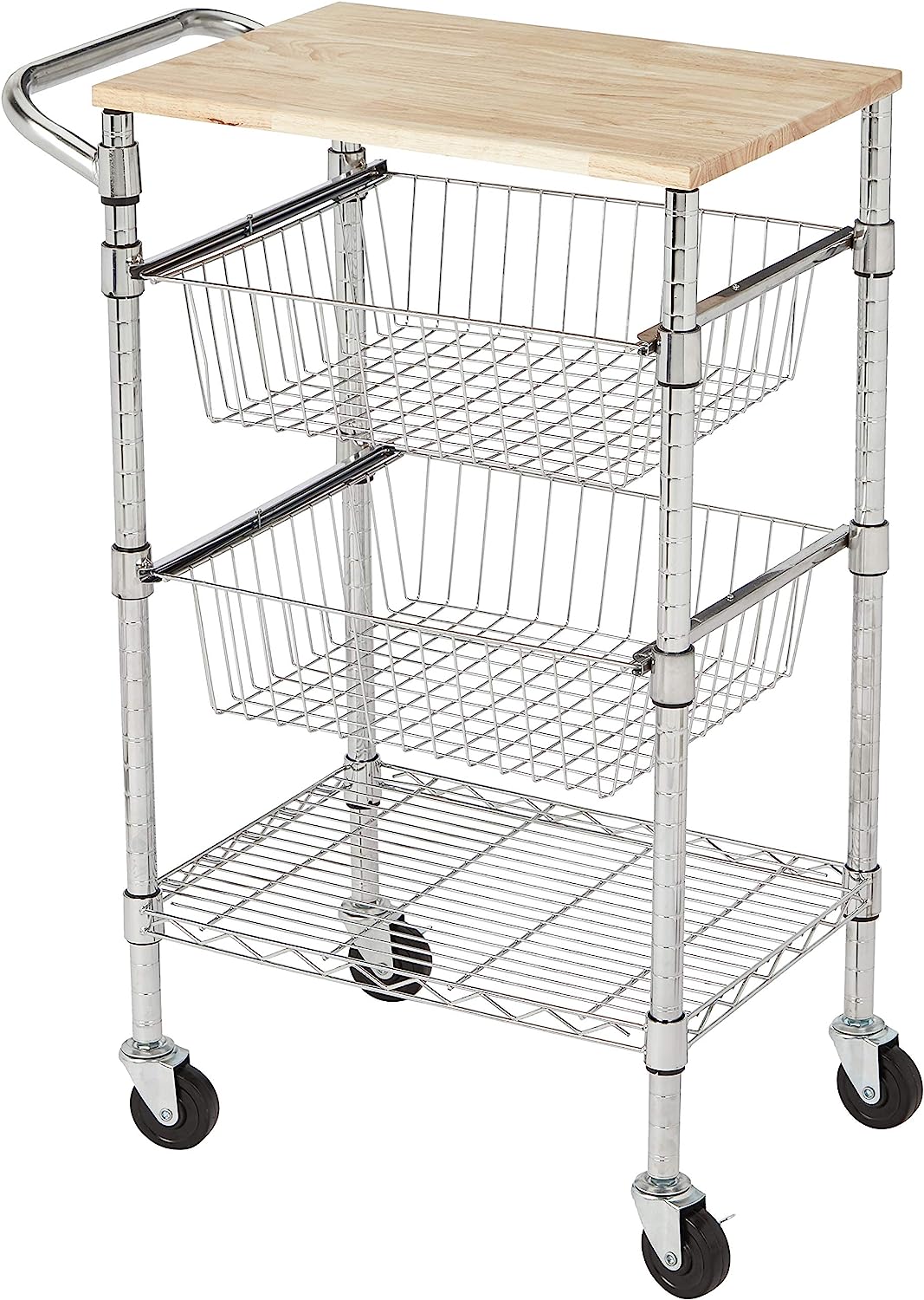 Amazon Basics 3-Tier Metal Basket Rolling Cart with [...]