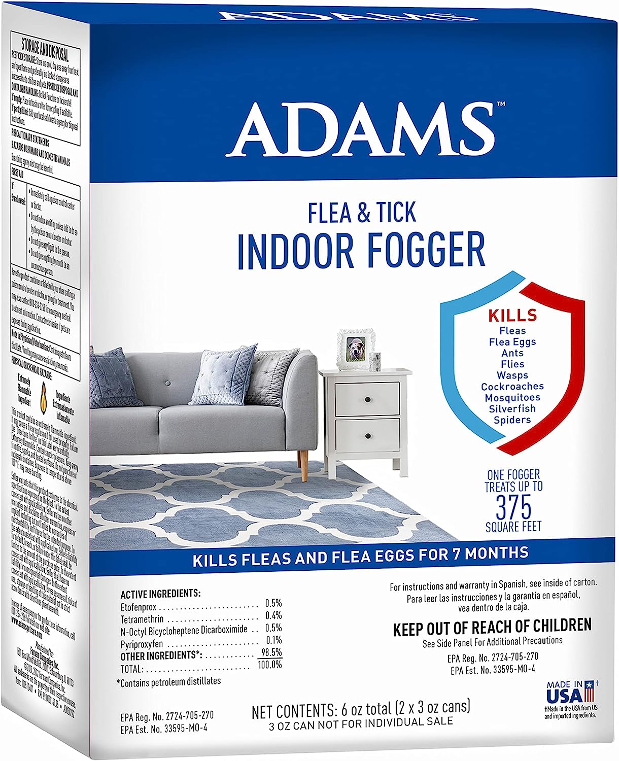 Adams Flea & Tick Indoor Fogger | 2 x 3 oz Cans | [...]