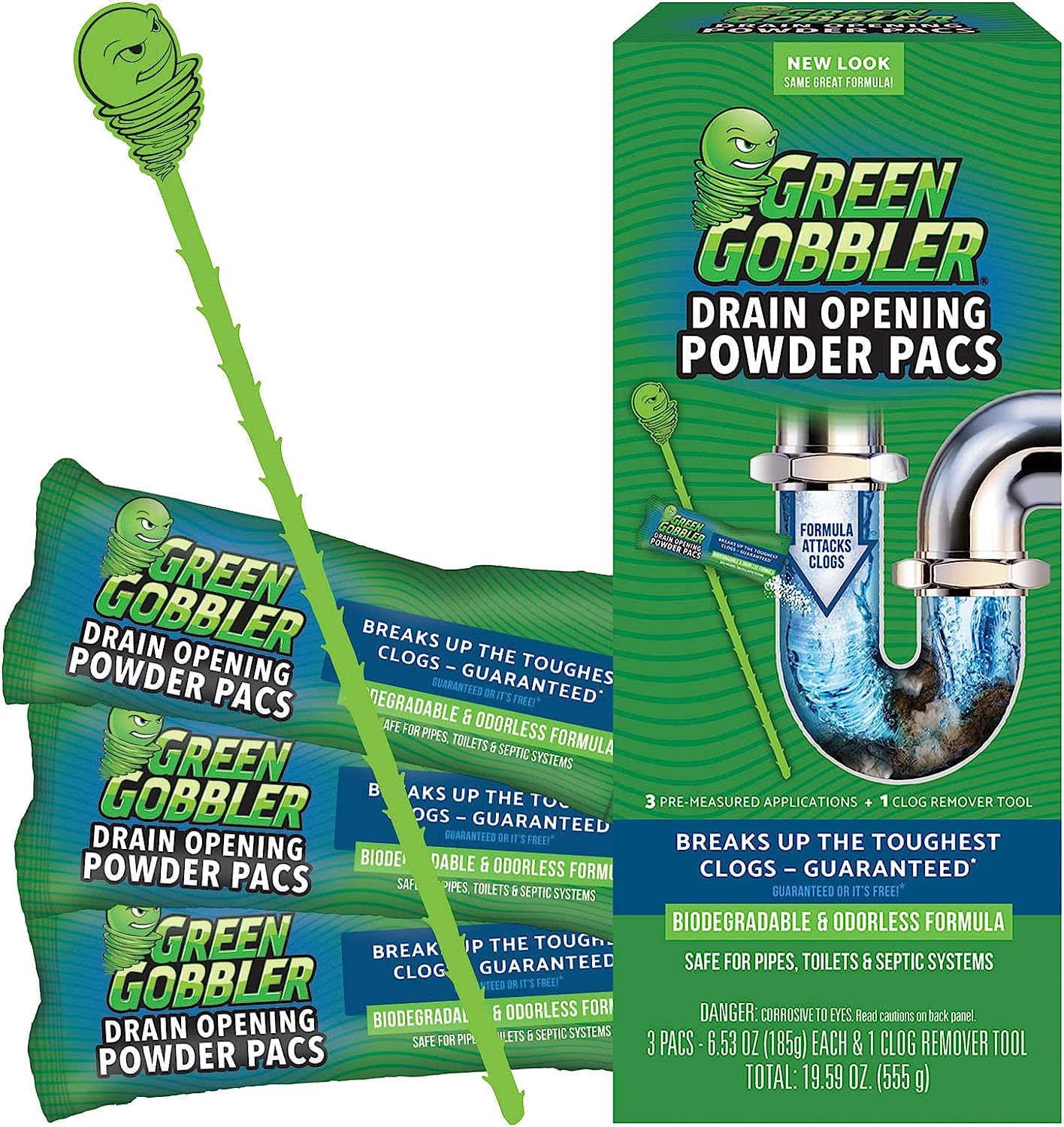 Green Gobbler Drain Clog Remover Powder | 3 Uses | [...]