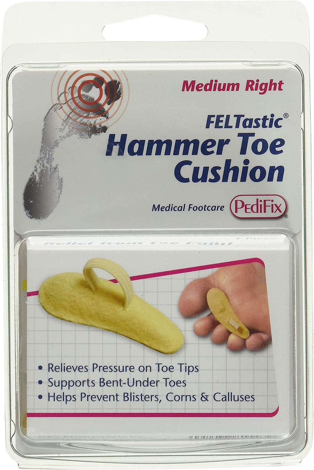 PediFix Felt Hammer Toe Crest Cushion, Medium, Right