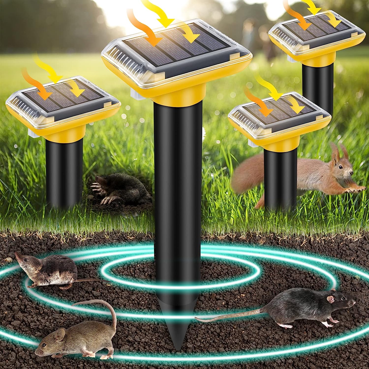 4PCS Mole Repellent,Ultrasonic Solar Mole Repeller [...]