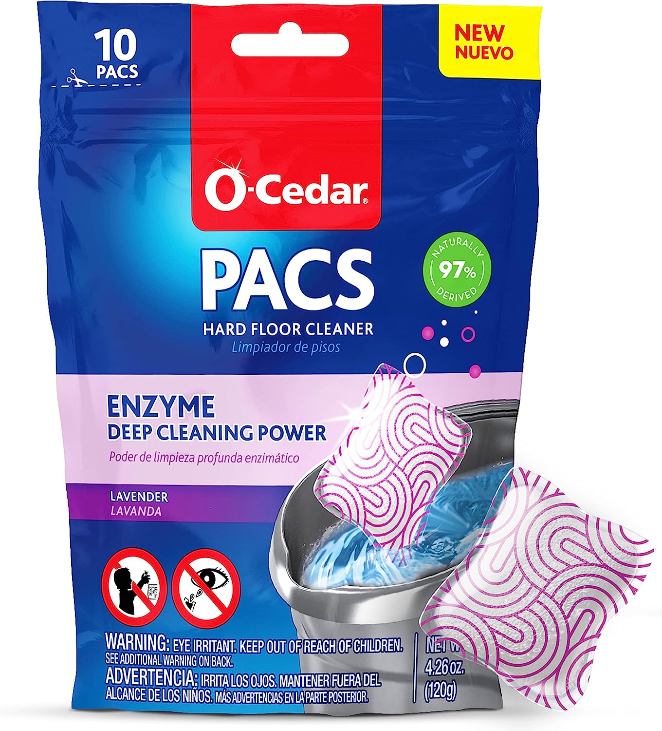 O-Cedar PACS Hard Floor Cleaner, Lavender Scent 10ct [...]