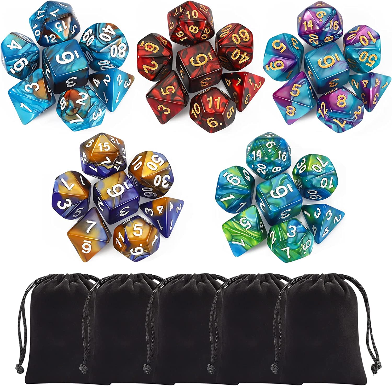 CiaraQ Polyhedral Dice Set (35 Pieces) with Black [...]