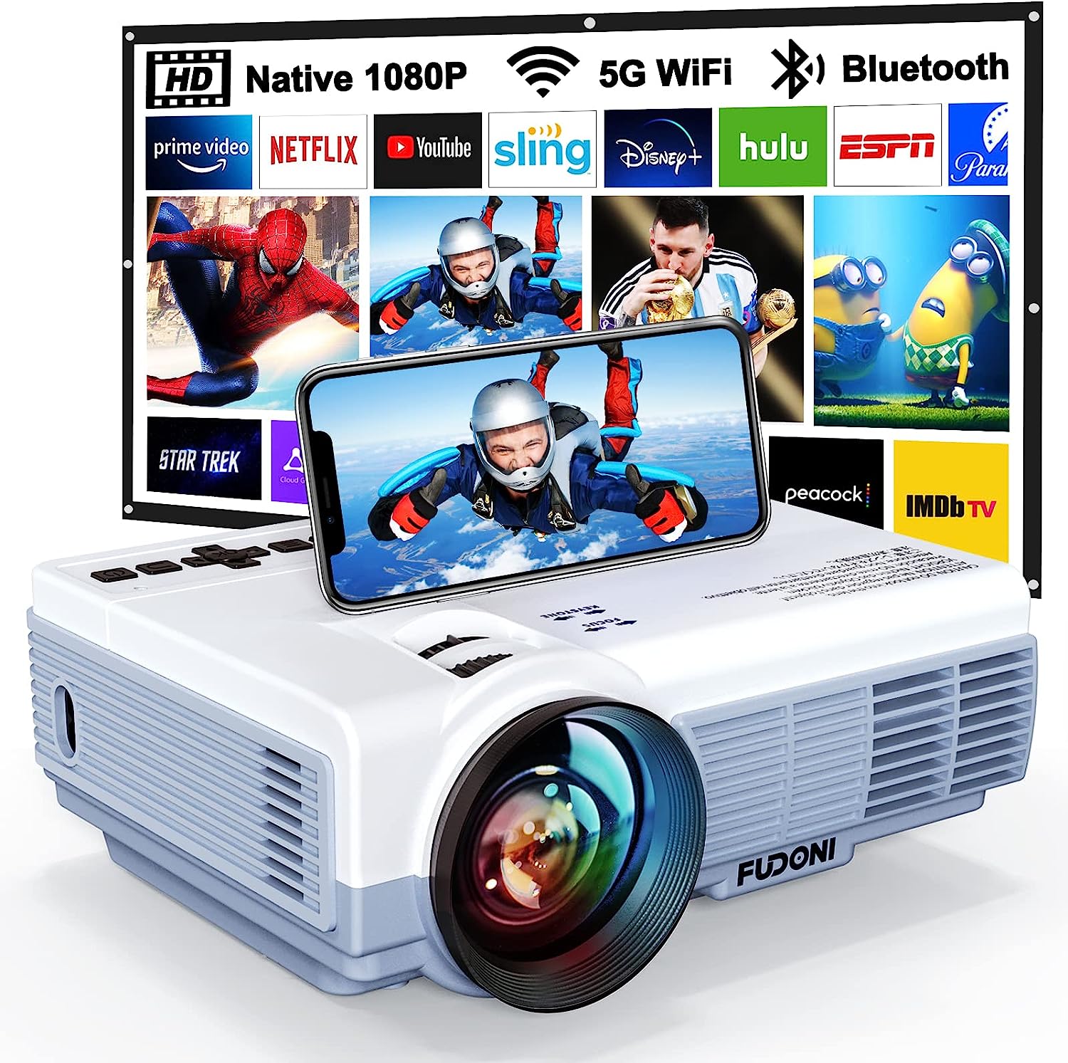 Projector with WiFi and Bluetooth, 5G WiFi Native [...]