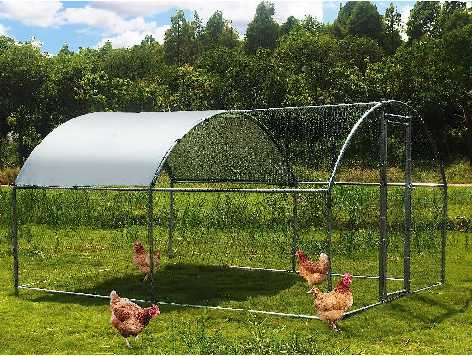 Large Metal Chicken Coop Walk-in Poultry Cage Hen Run [...]
