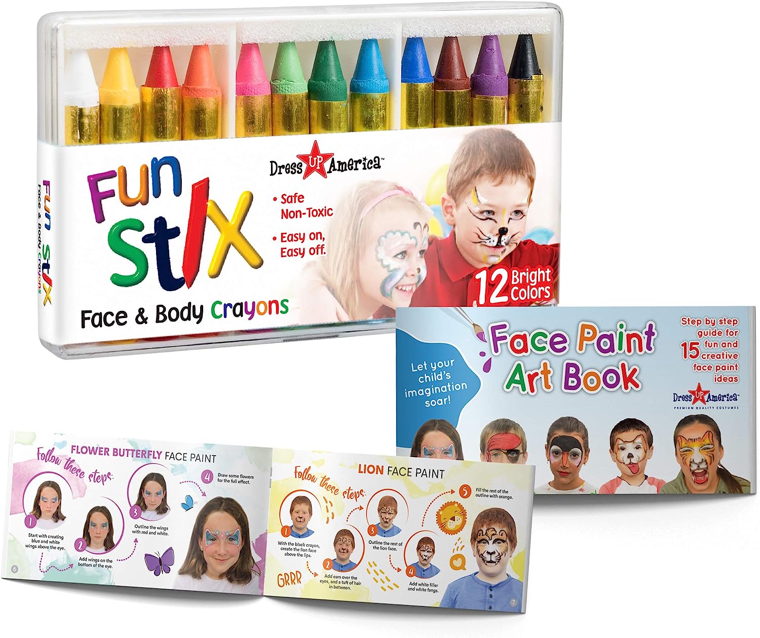 Dress Up America Face Paint Crayons - With Artbook & [...]