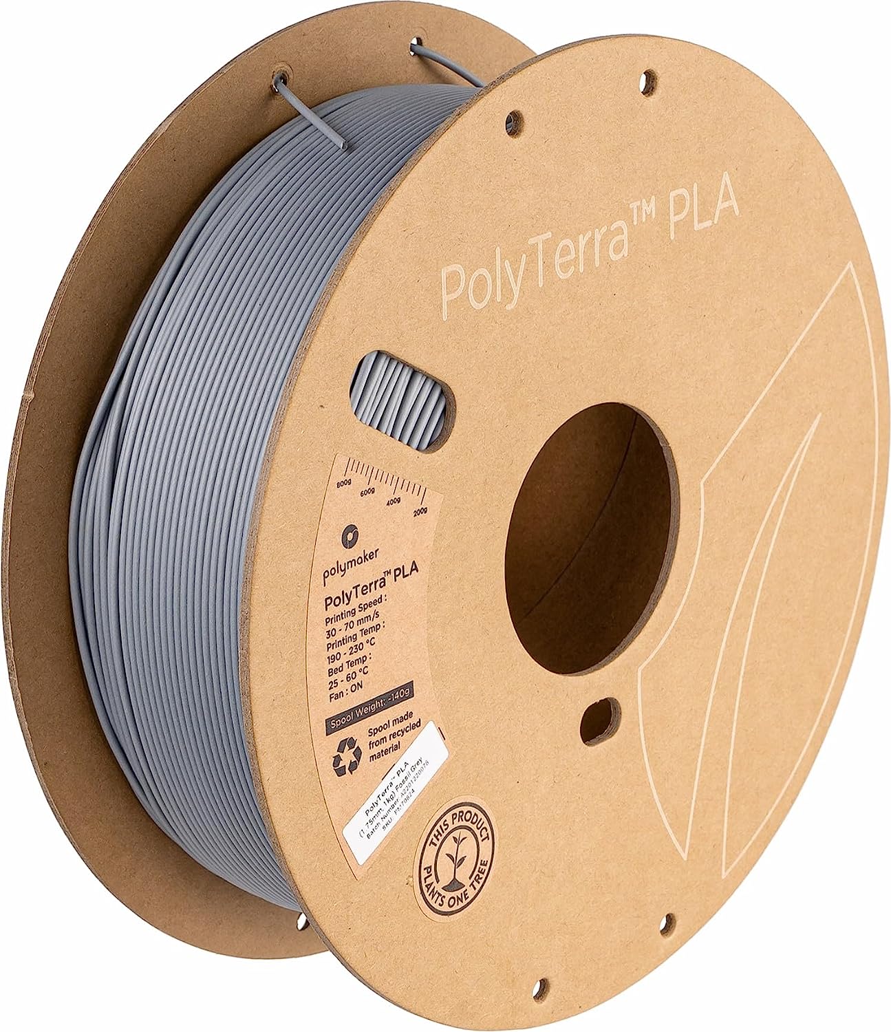 Polymaker Matte PLA Filament 1.75mm Gray, 1.75 PLA 3D [...]