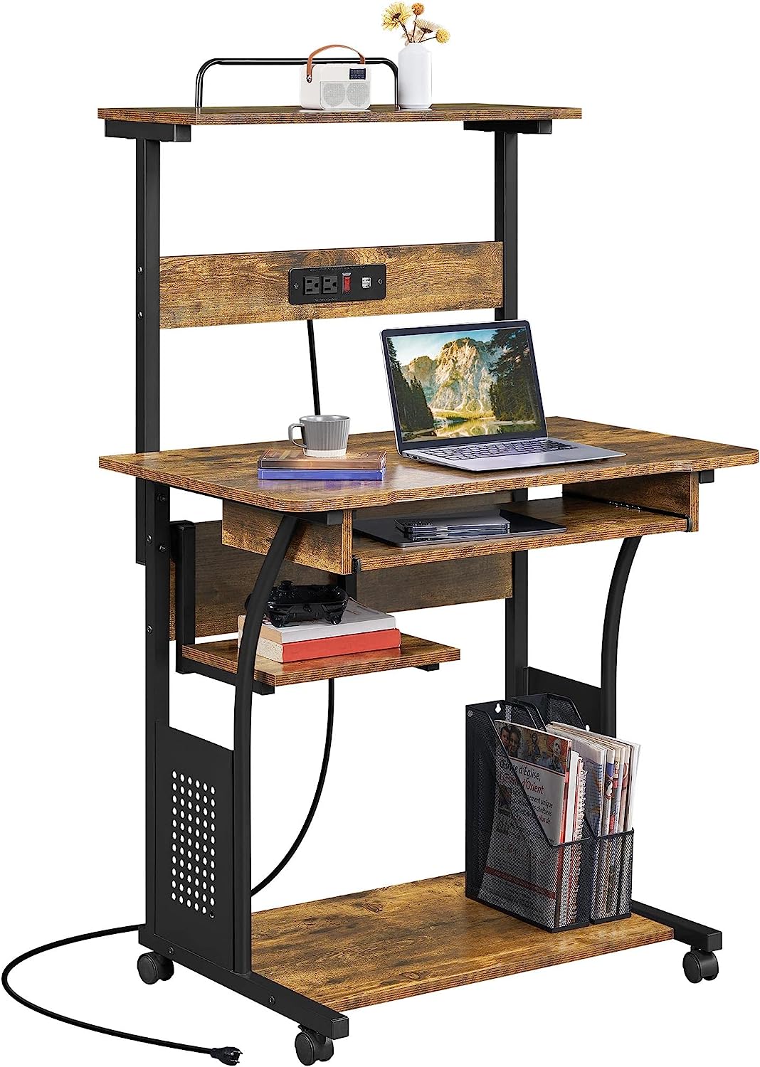 Yaheetech 3 Tiers Rolling Computer Desk on Wheels with [...]