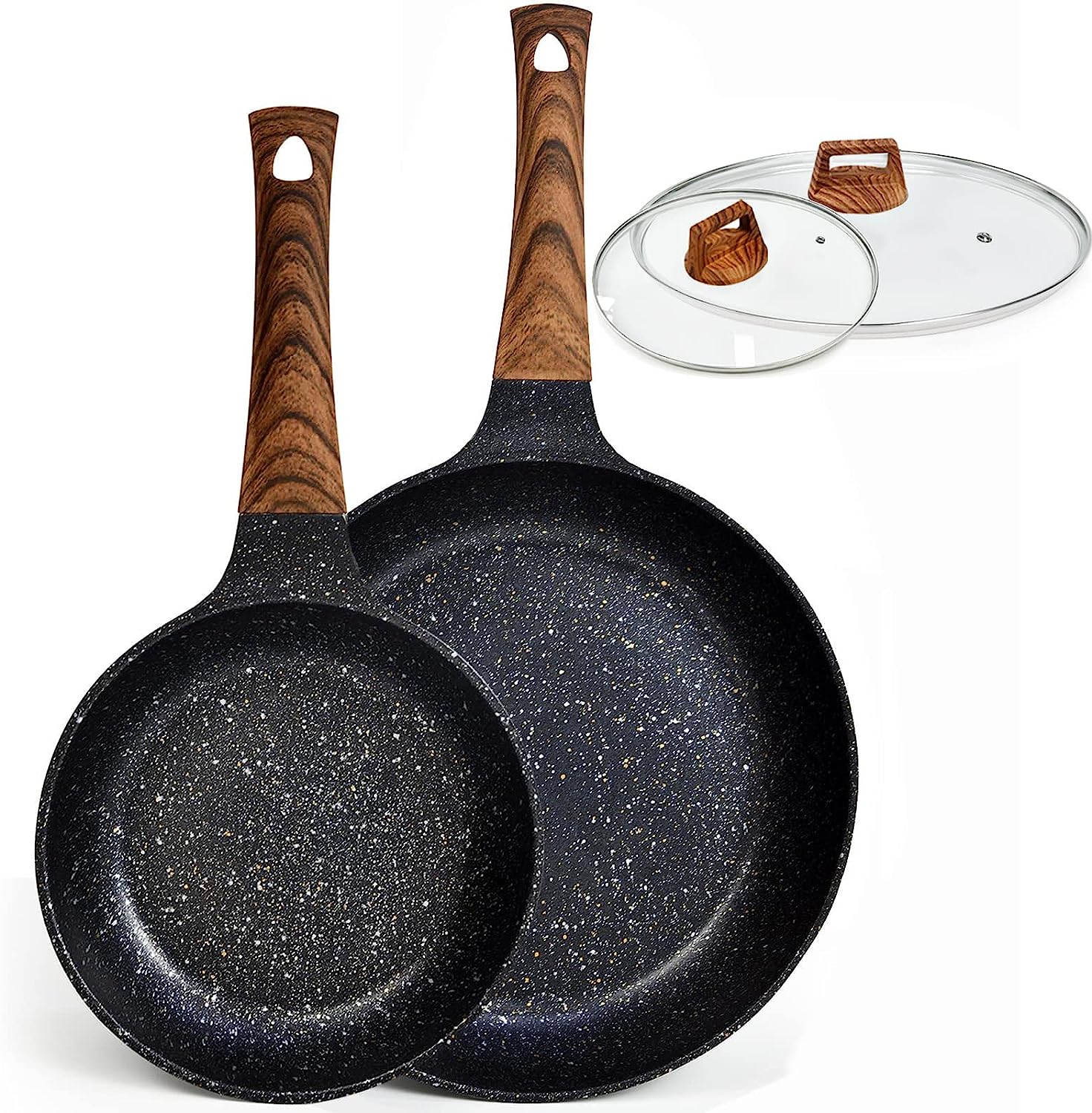 Nonstick Frying Pans Set with Lid, PFOA-Free Granite [...]