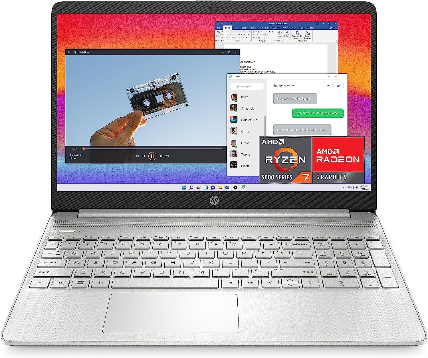 HP 15.6-inch Laptop, AMD Ryzen 7 5700U, 8 GB RAM, 256 [...]