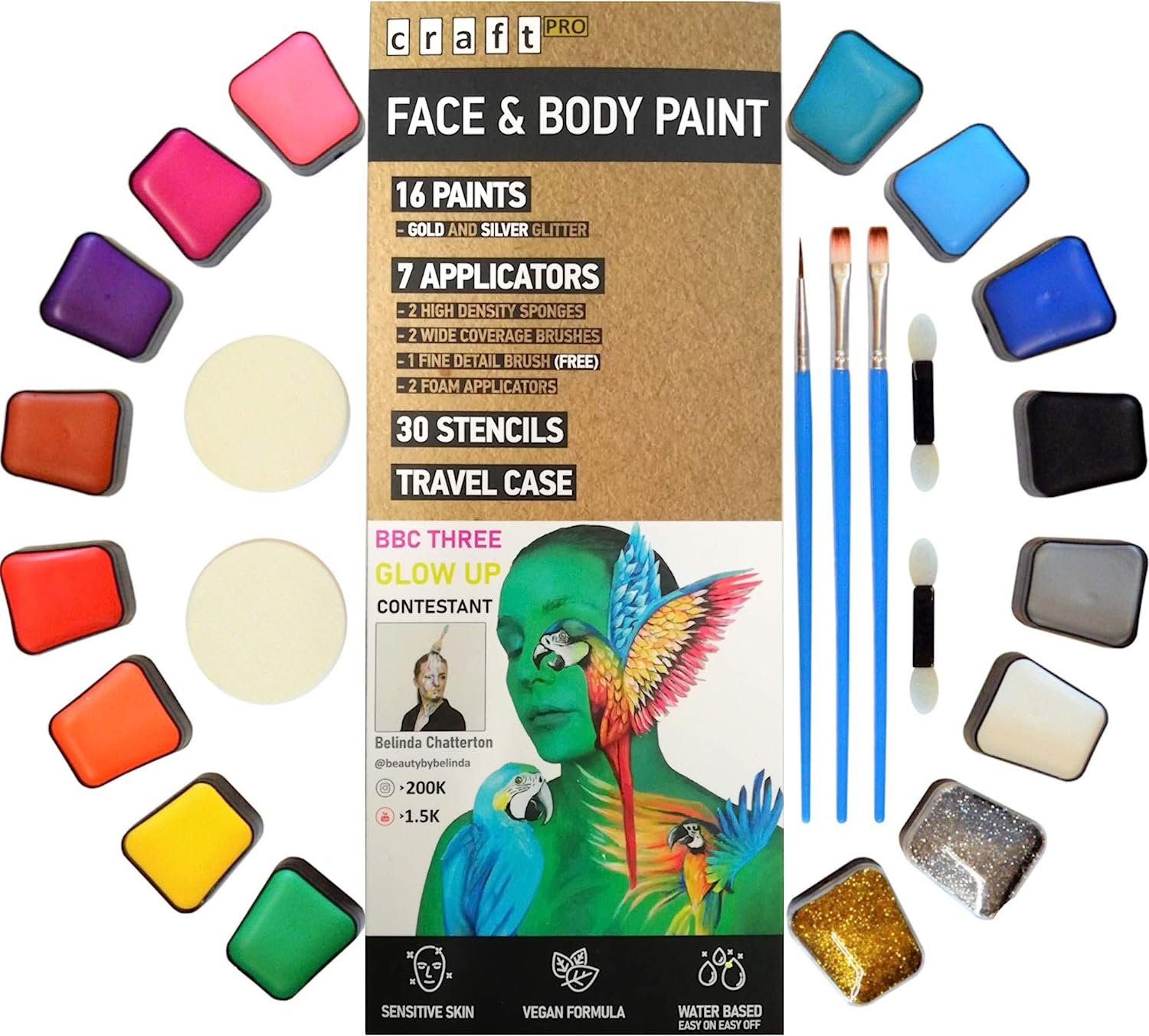 Craft Pro - Kids Face Paint Kit - Vegan + Cruelty Free [...]