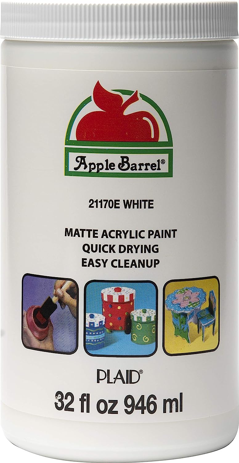 Apple Barrel White Acrylic Paint 32 Fl Oz (Pack of 1)