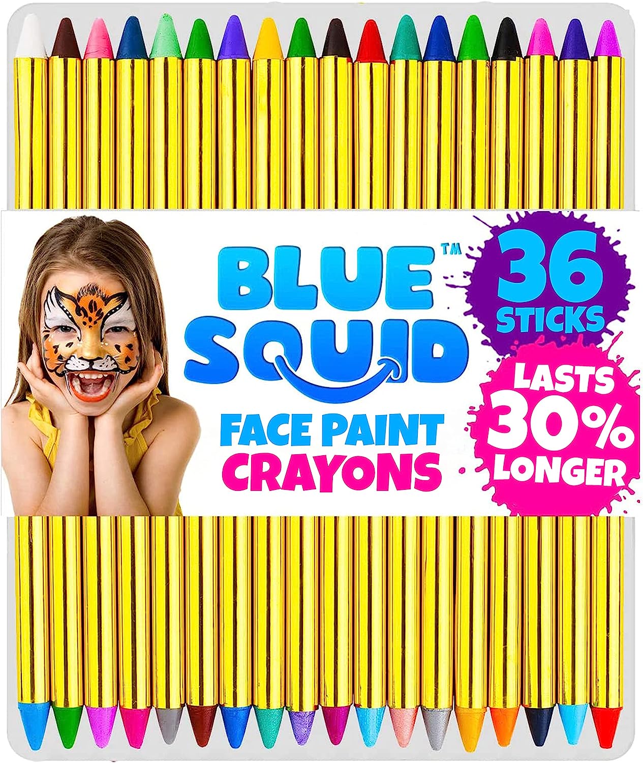 Face Paint Crayons for Kids, Blue Squid 36 Jumbo 3.25