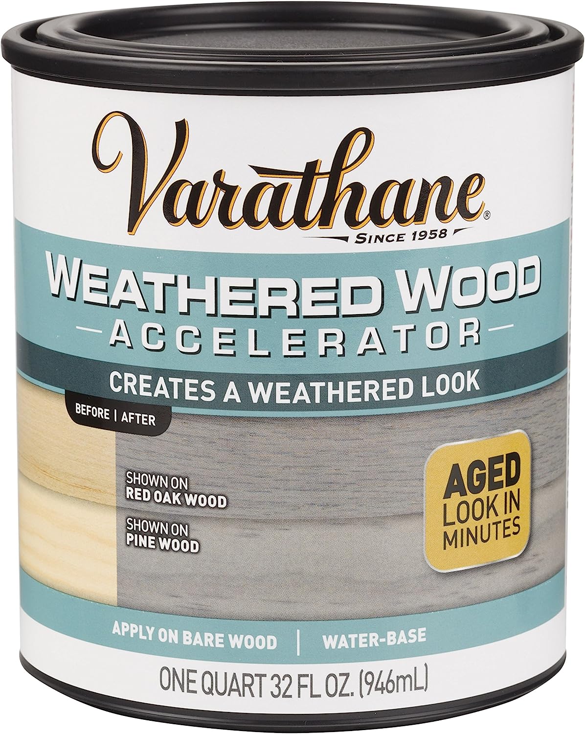 Varathane 313835 Weathered Wood Accelerator, Quart, Gray