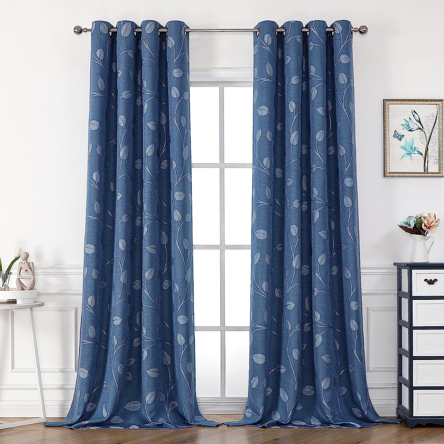 WEST LAKE Dusty Blue Leaf Jacquard Curtains 84 Inches [...]