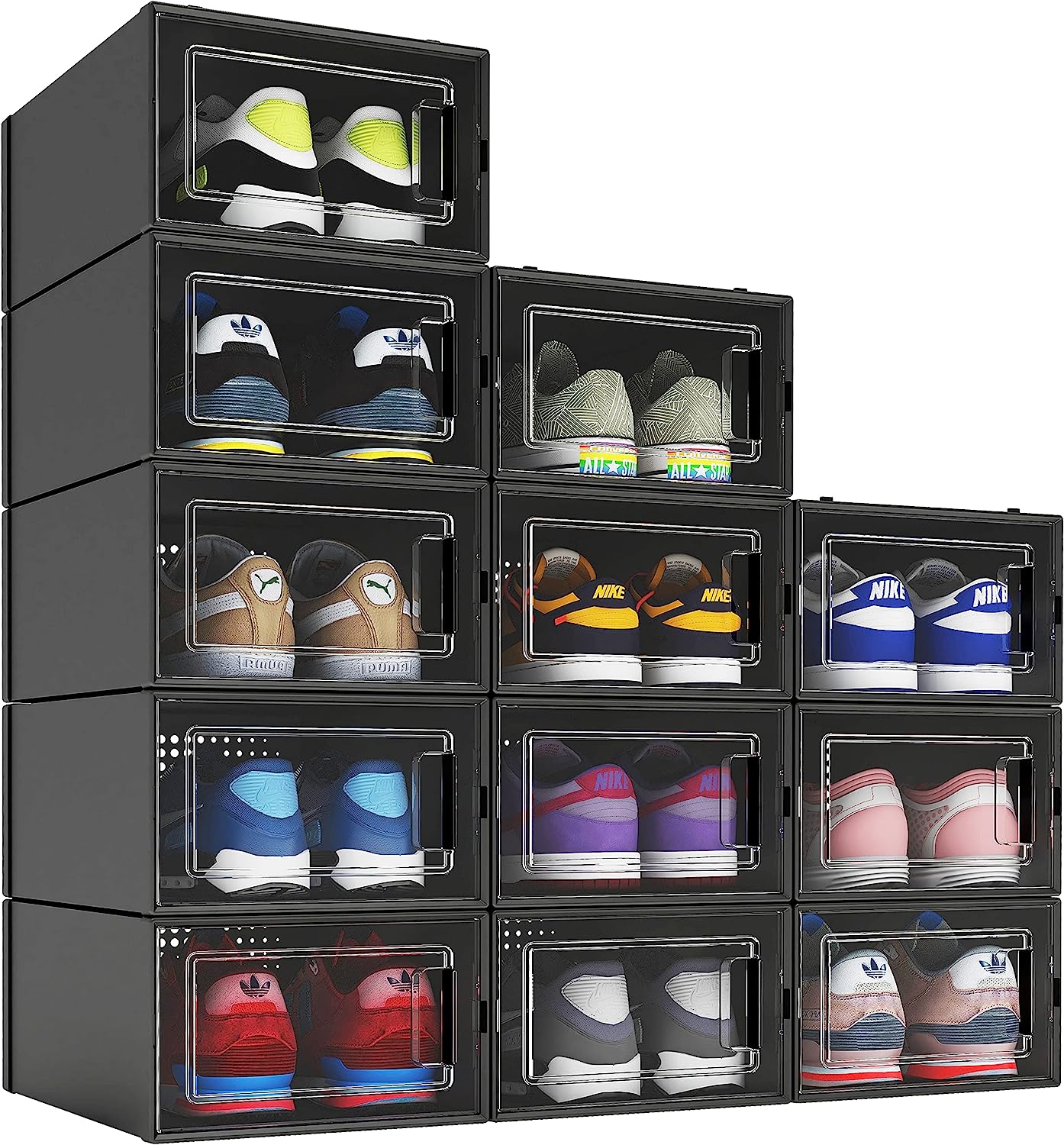MELDEVO 12 Pack Shoe Organizer Boxes, Black Plastic [...]