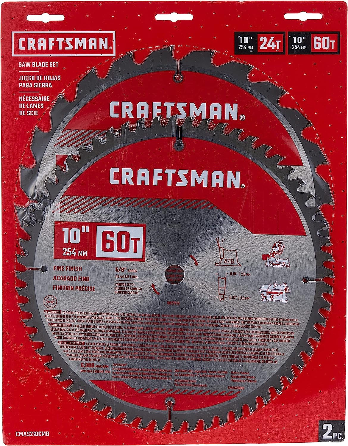 CRAFTSMAN 10-Inch Miter Saw Blade, Combo Pack (CMAS210CMB)