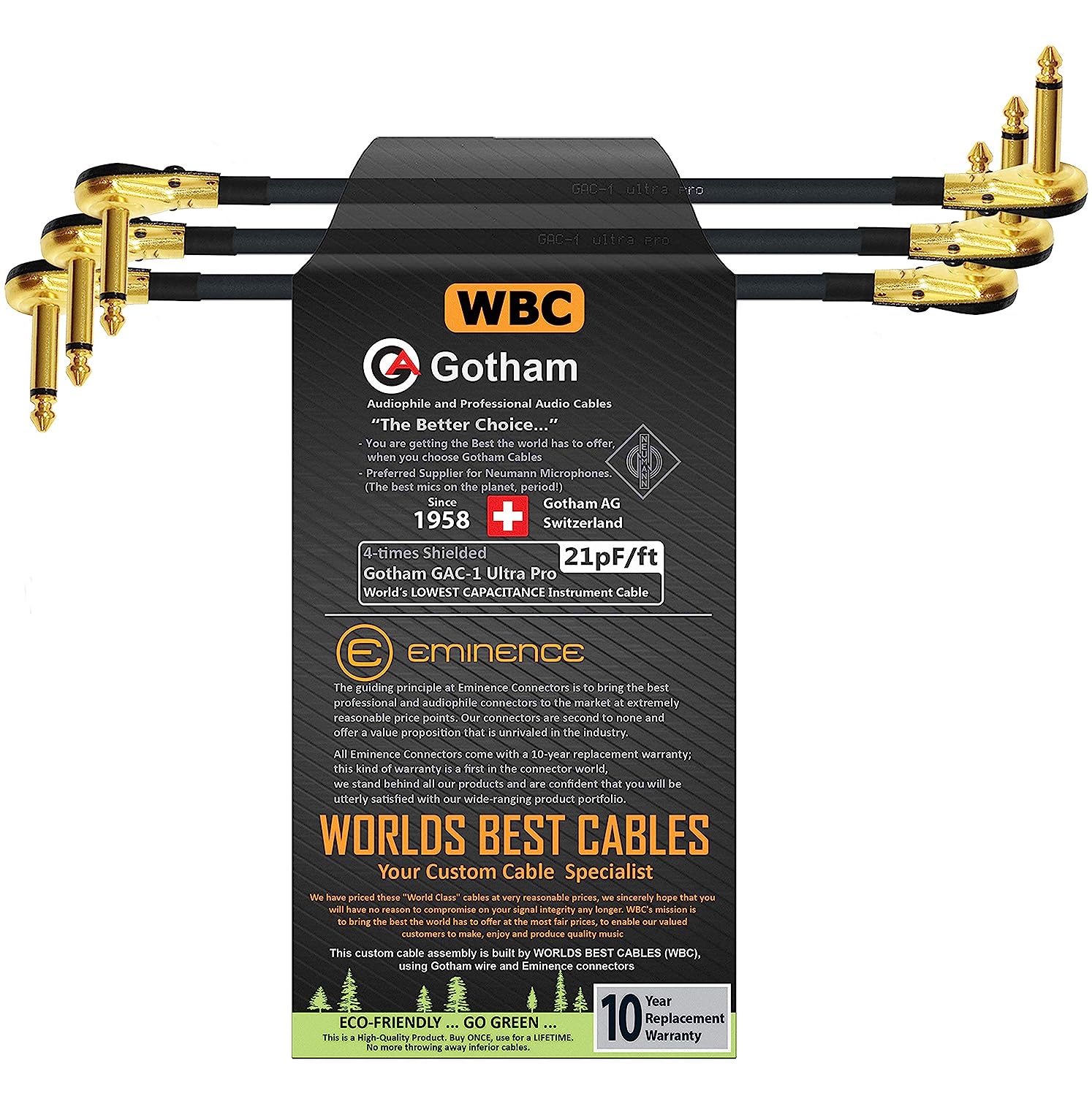 WORLDS BEST CABLES 3 Units - 12 Inch - Gotham GAC-1 [...]