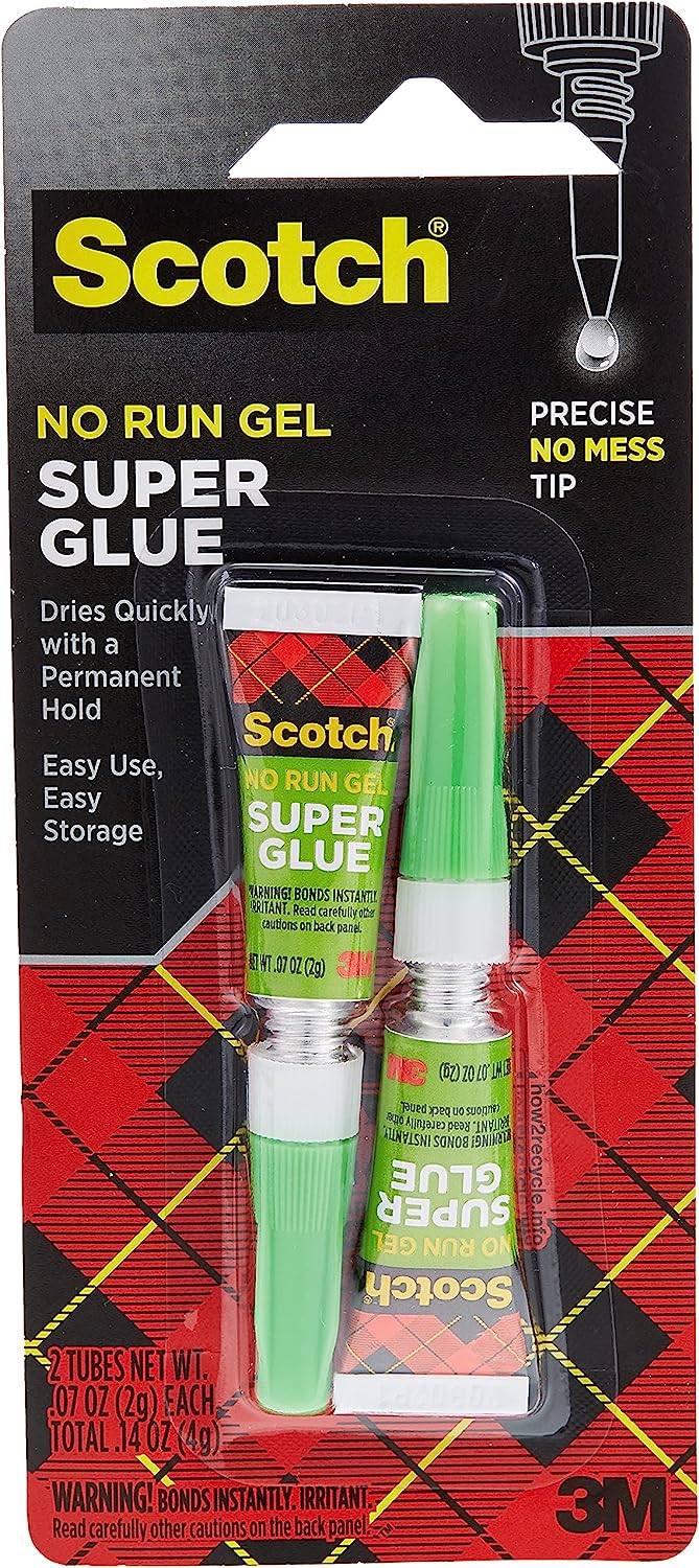 Scotch Super Glue Gel, .07 oz, 2-Pack, Dries Quickly [...]