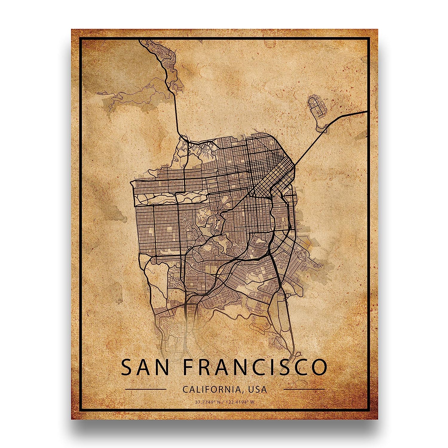 San Francisco Map Vintage Style Poster Print | 11x14 [...]
